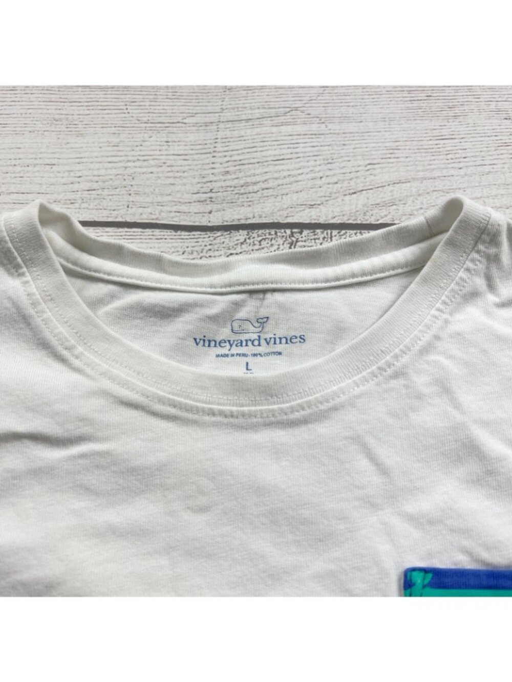 Vineyard Vines Girls White Long Sleeve Crewneck Shirt Striped Pocket Large 14 - Picture 2 of 3